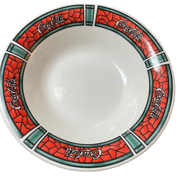 Gibson Designs Coca Cola Traditions Stained Glass Pattern Soup/Cereal Bowl 6 Set - Picture 1 of 9